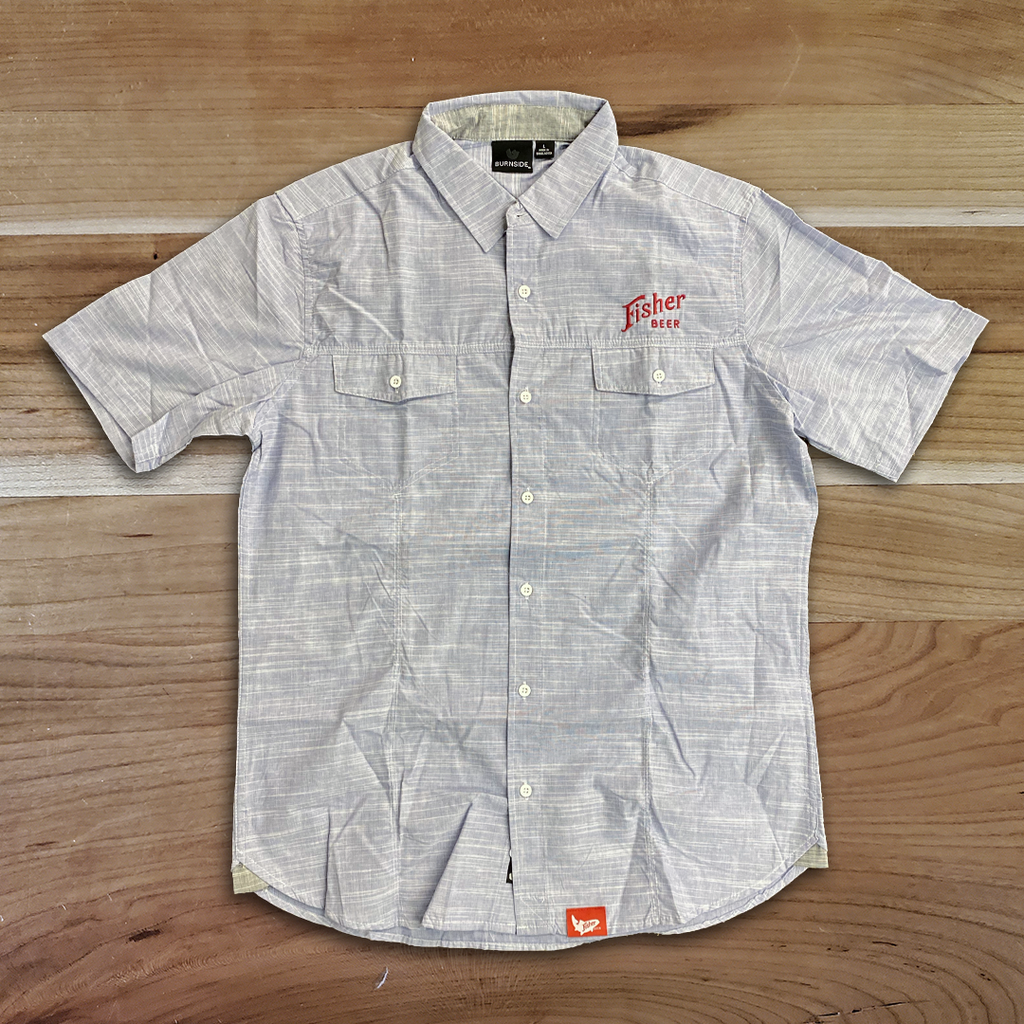 Men's Solid Textured Short Sleeve Button UP