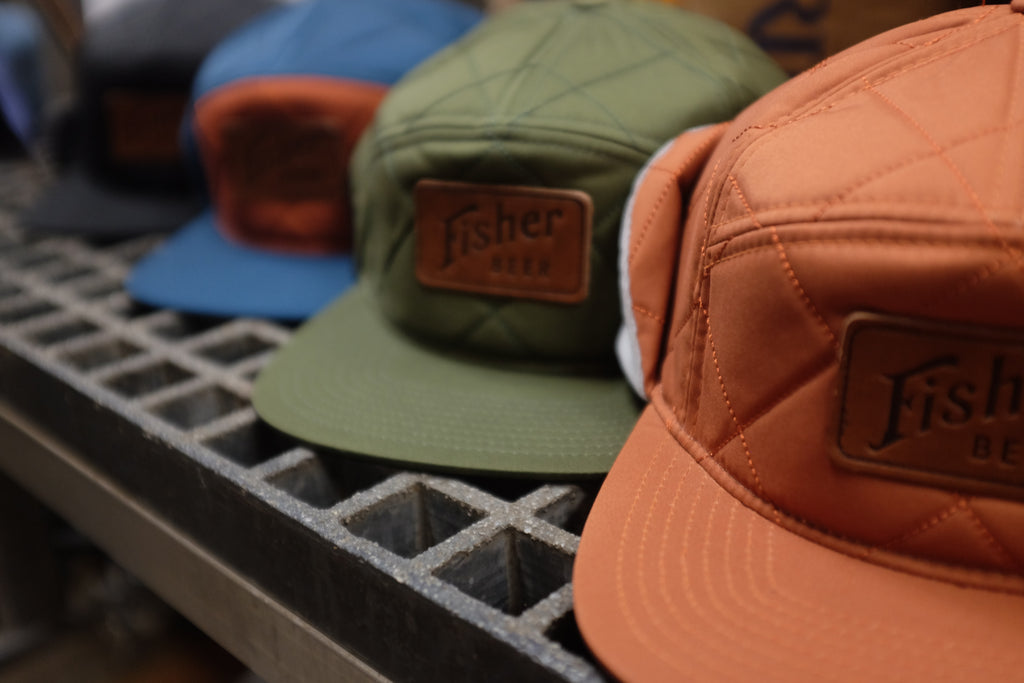 Quilted Ear Flap Leather Patch Hats