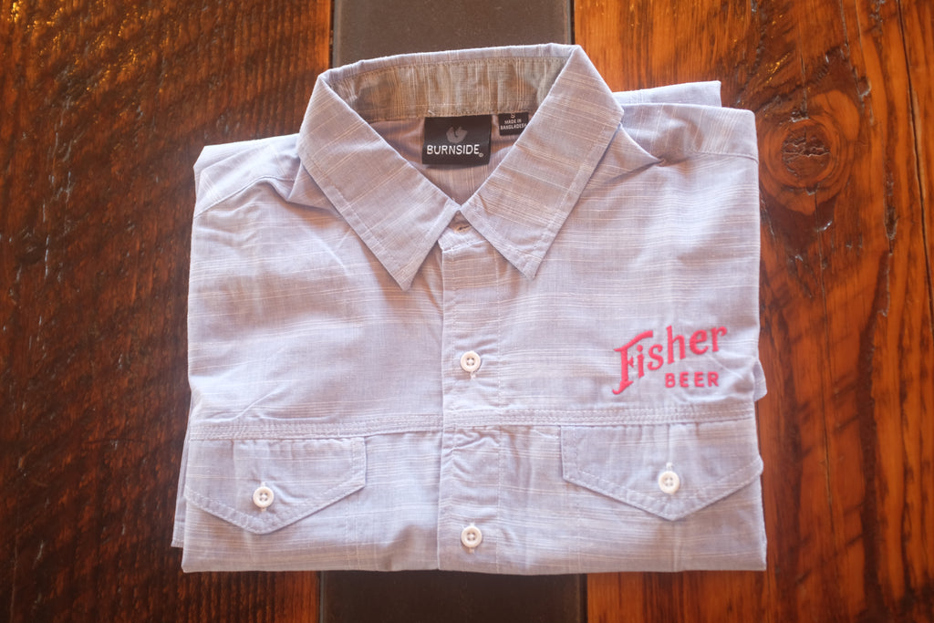 Men's Solid Textured Short Sleeve Button UP